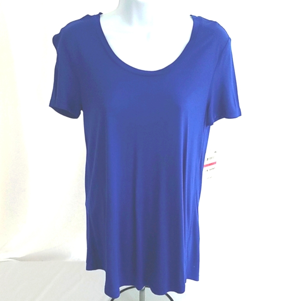 Maison Jules Women's Scoop-Neck Short Sleeve T-Shirt Blue Size XS